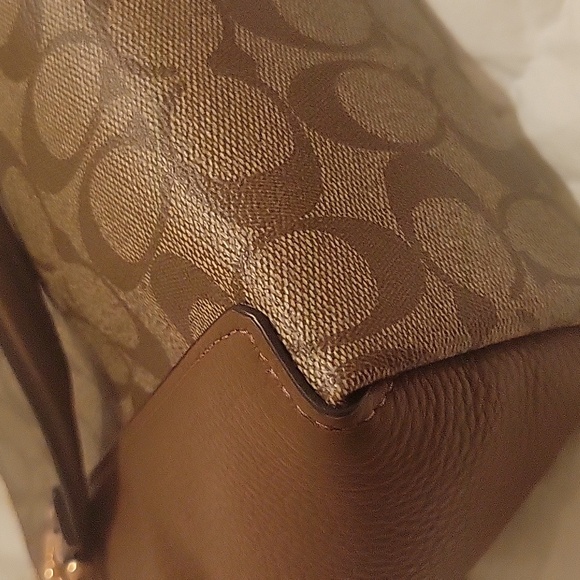 NWOT Coach Signature Kacey Satchel Crossbody Canvas and Brown Leather - Picture 10 of 12